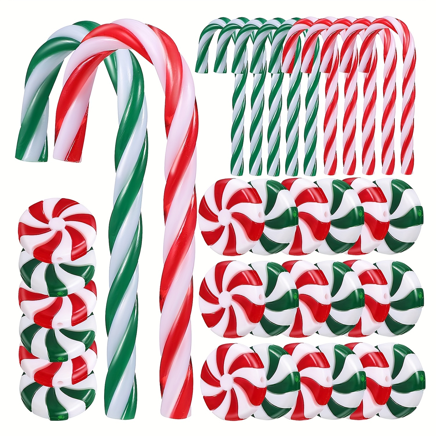 Christmas Floating Candy Canes, Peppermints, Lollipops, Red, Green