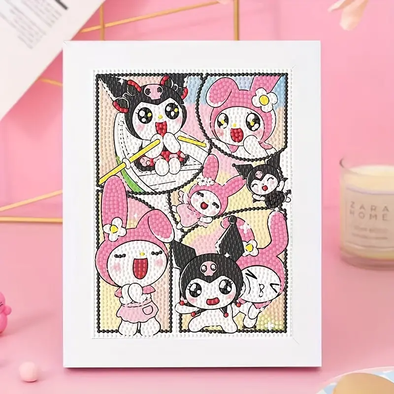 DIY Cartoon Diamond Painting Hello Kitty Cinnamoroll Pompom Purin Kuromi  Full Round Diamond Embroidery Cross Stitch Home Decor