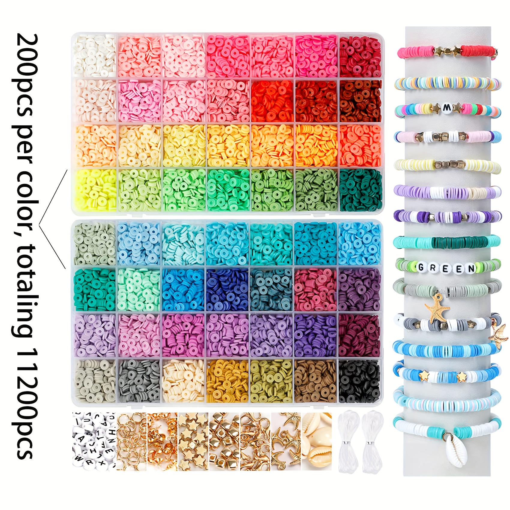 Beads Pendant Charms Kit And Elastic Strings