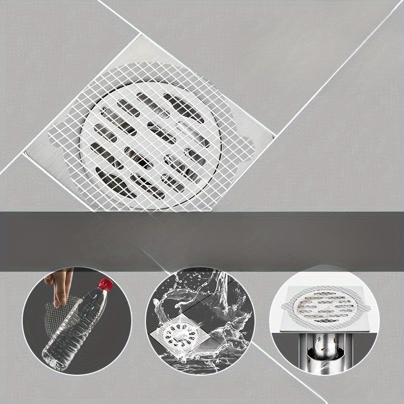 White Disposable Floor Drain Stickers Mesh Shower Drain - Temu