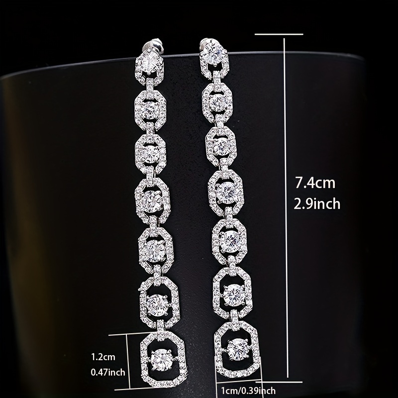 Women's Long Synthetic Zirconia Dangle Earrings, Elegant Gift