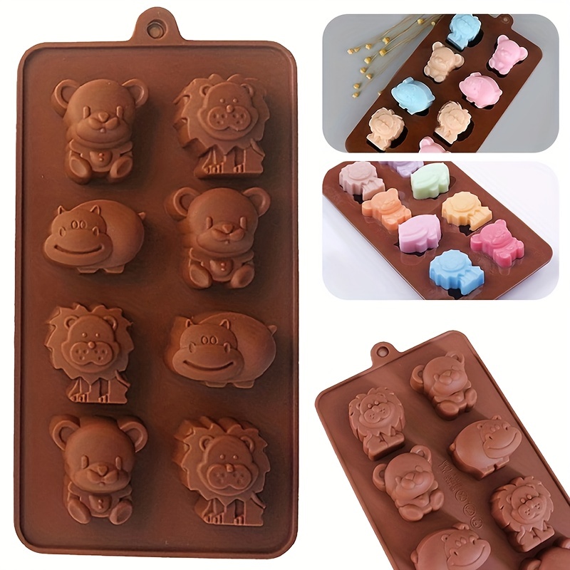 

1pc Silicone Mold, 3d Hippo Lion Bear Shape Fondant Mold For Diy Pudding Chocolate Candy Desserts Gummy Handmade Soap Polymer Clay Ice Cube, Cake Decorating Supplies, Baking Supplies, Kitchen Items