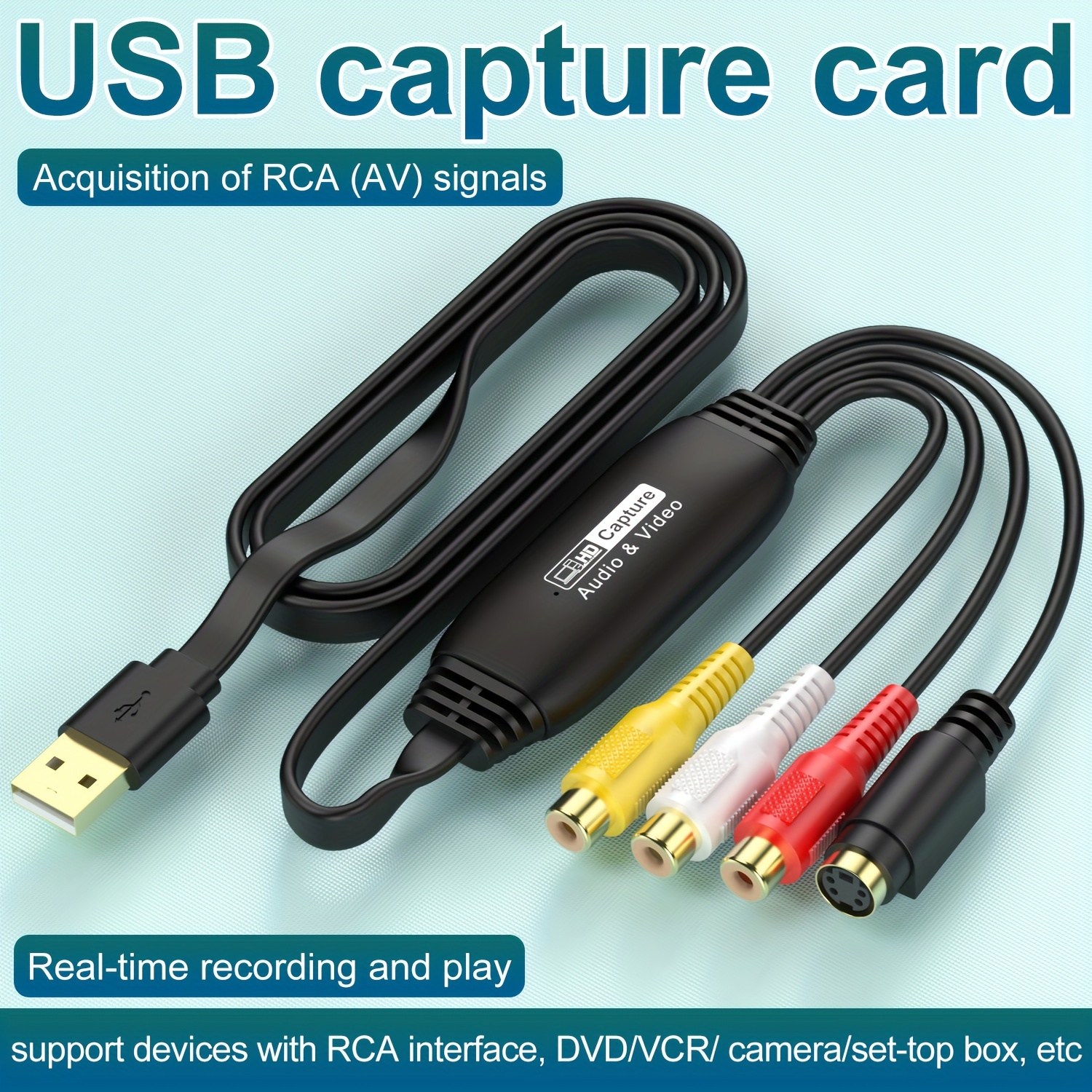 Video Audio VHS VCR USB Video Capture Card to DVD Converter Capture Card  Adapter, 1Pcs