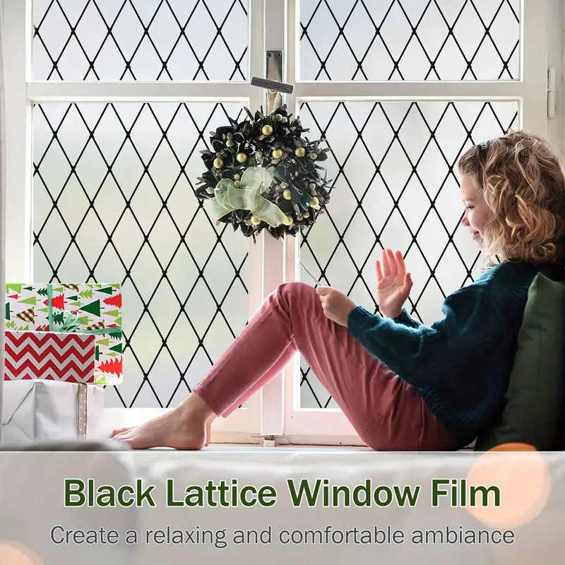 Frosted Black Lattice Window Film Static Cling Window - Temu