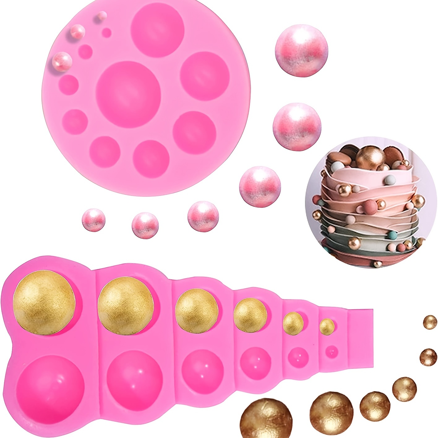 3D Half-Ball Silicone Cake Mold Large Small Multi Size Fondant Fudge Candy  Chocolate Mould Sugar Kitchen Baking Molds