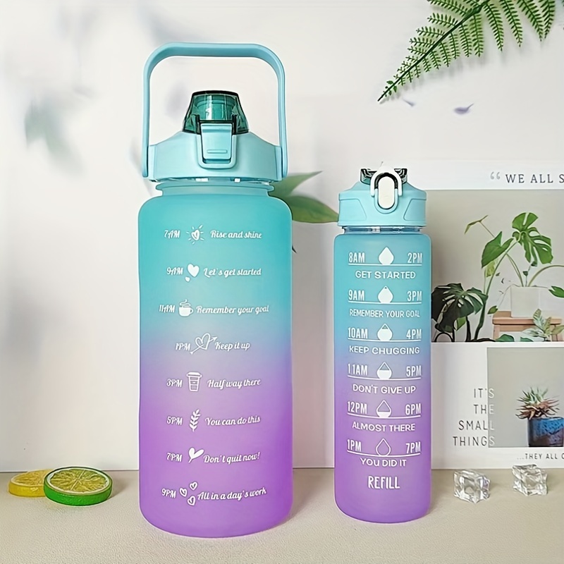 Sports Water Bottles With Push Button Motivational Water - Temu