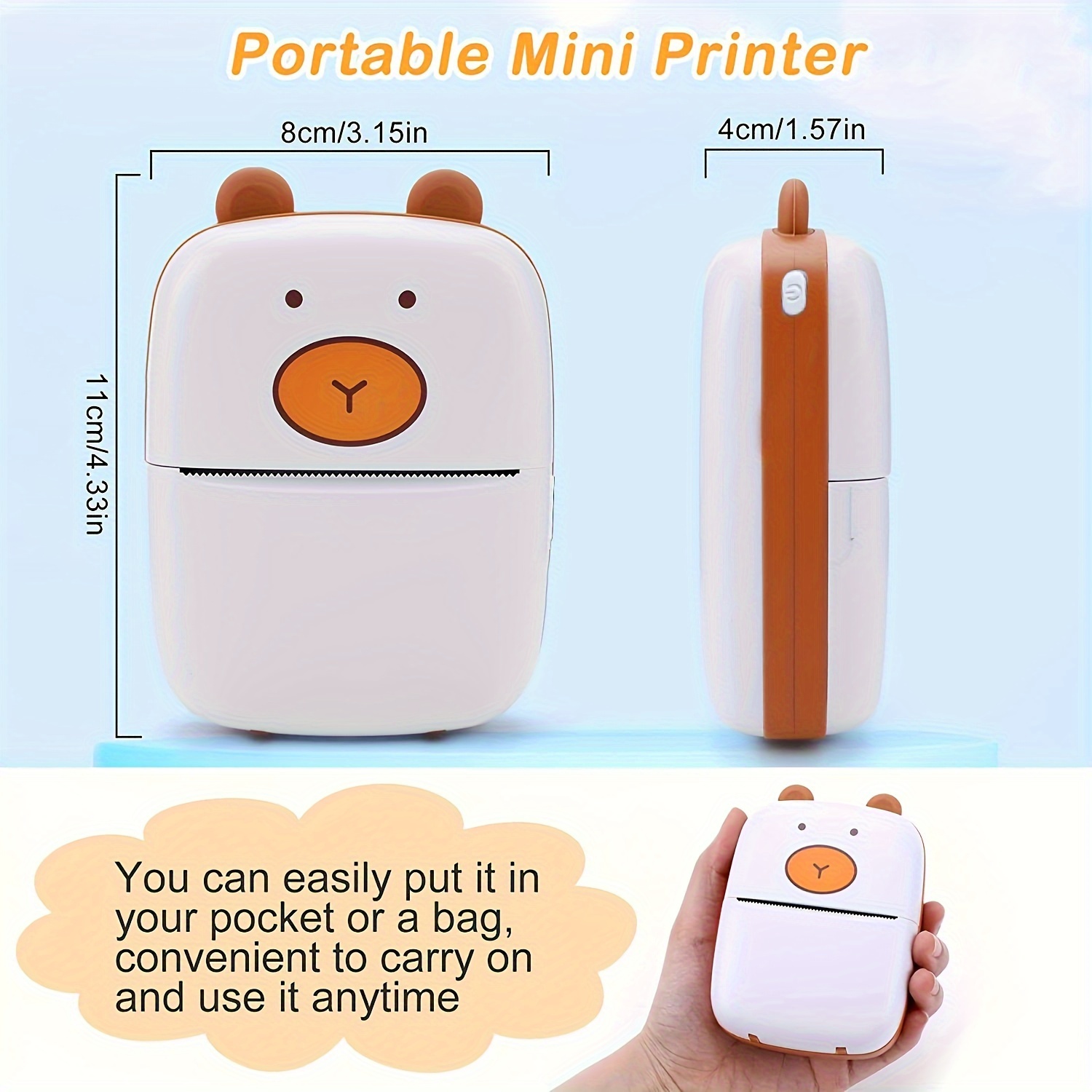 BT Instant Printing Portable Mini Printer