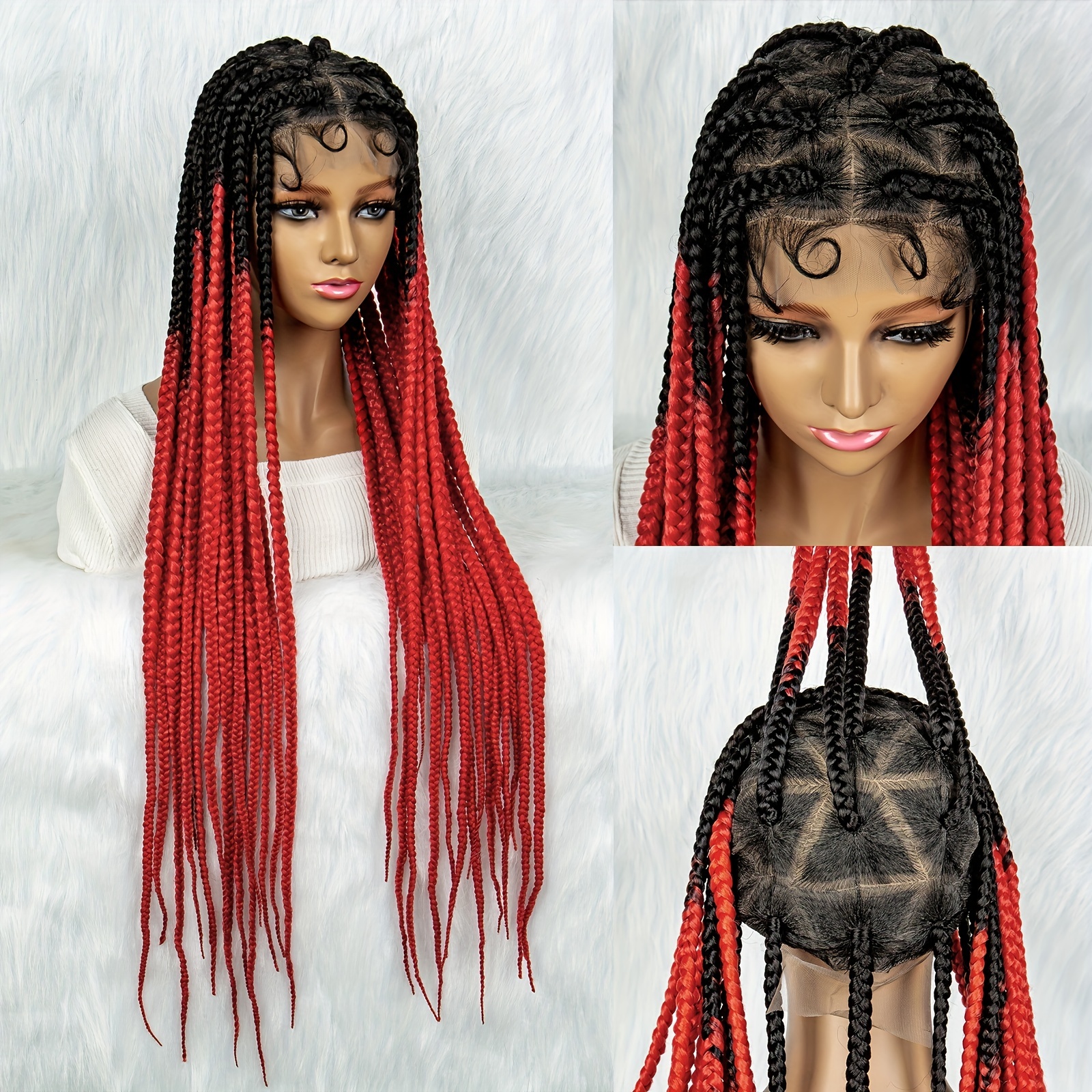 13x8 HD Lace Front Braided Wigs with Baby Hair Box Braid Wig Cornrow  Braided Wigs for Women Middle Parted Synthetic Braided Lace Front Wigs  Black 36