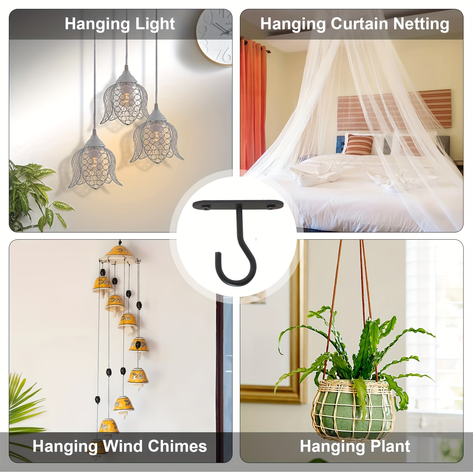 2pcs/4pcs Ceiling Hooks For Hanging Plants Wall Mount Plant Hanger Hook  Wall Hooks For Bird Feeders Lights, Lanterns, Wind Chimes Hanger Indoor &  Outd