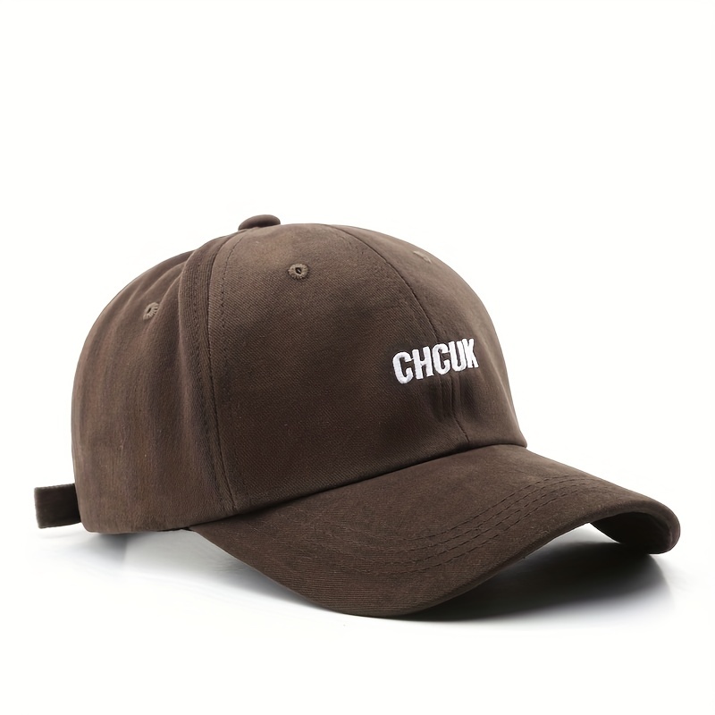 CHCUK Embroidery Cotton Baseball Cap Unisex Solid Block Couple Sun Hat