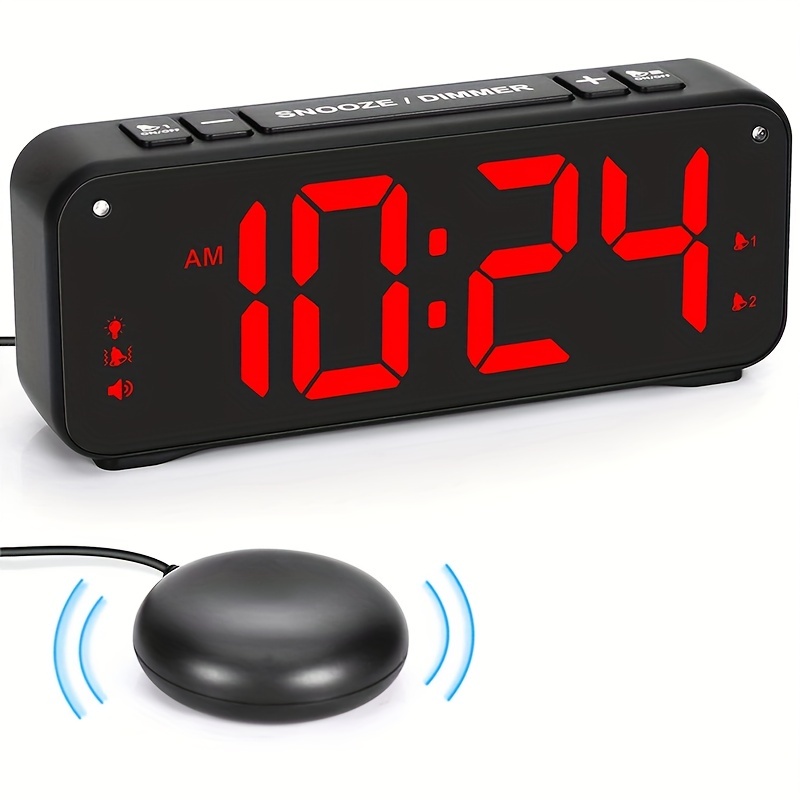 Comprar Despertador súper ruidoso con agitador de cama, despertador  vibratorio doble con cargador USB para sordos con discapacidad auditiva