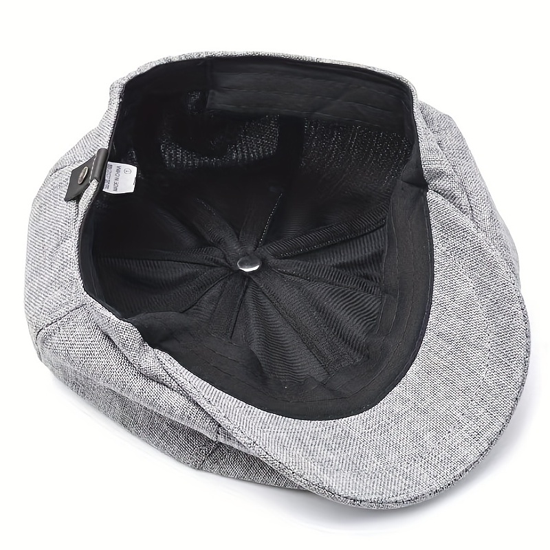 Chapéu de aba plana em linho para homem, respirável, estilo Gatsby, ideal para o verão