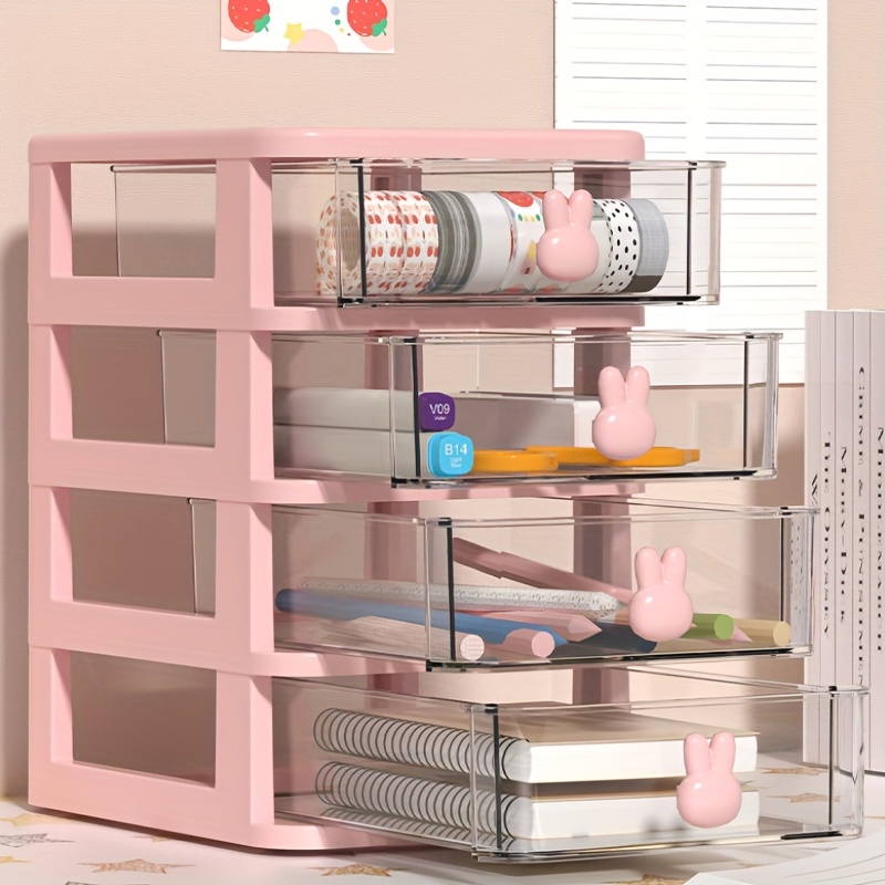 Organize Home Transparent Drawer Desktop Storage Box Rabbits - Temu