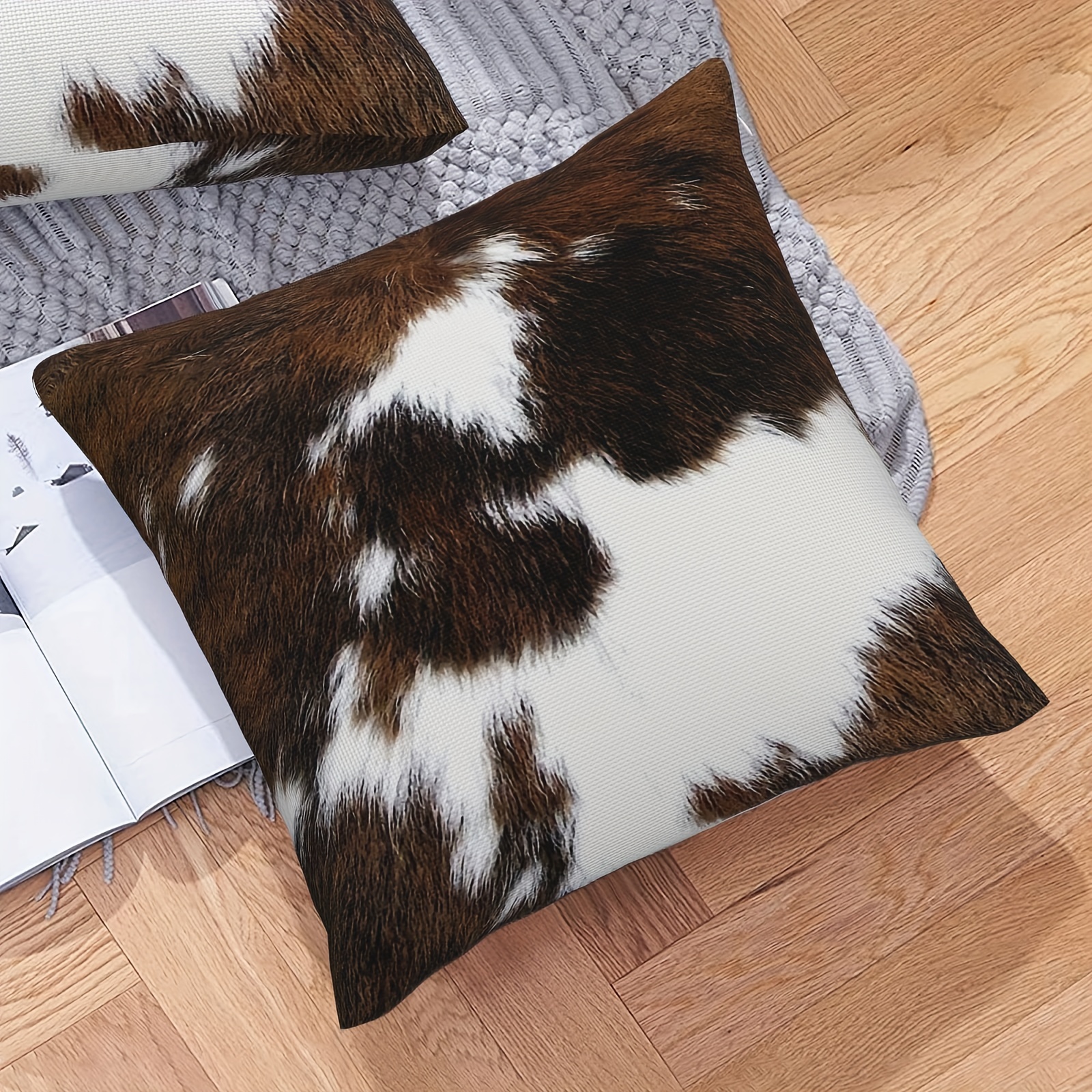  Cowhide Pillow Covers 16x16 Western Farm Animal Fur Cushion  Covers,Brown White Cow Print Throw Pillow Covers Bedroom Living Room  Decor,Wildlife Rustic Farmhouse Cow Decorative Pillow Covers : Home &  Kitchen