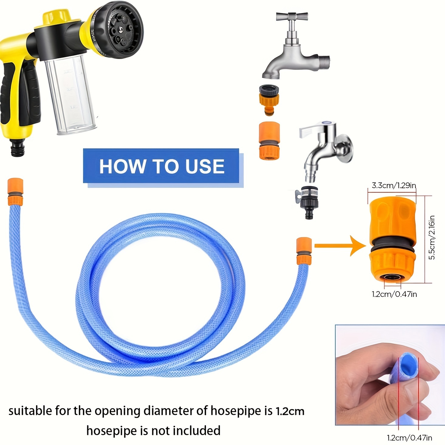 Garden Hose Nozzle High Pressure Pup Jet Dog Sprayer Hose Attachment Pup  Car Wash Nozzle with Soap Dispenser Bottle Showering for Pet Car Watering