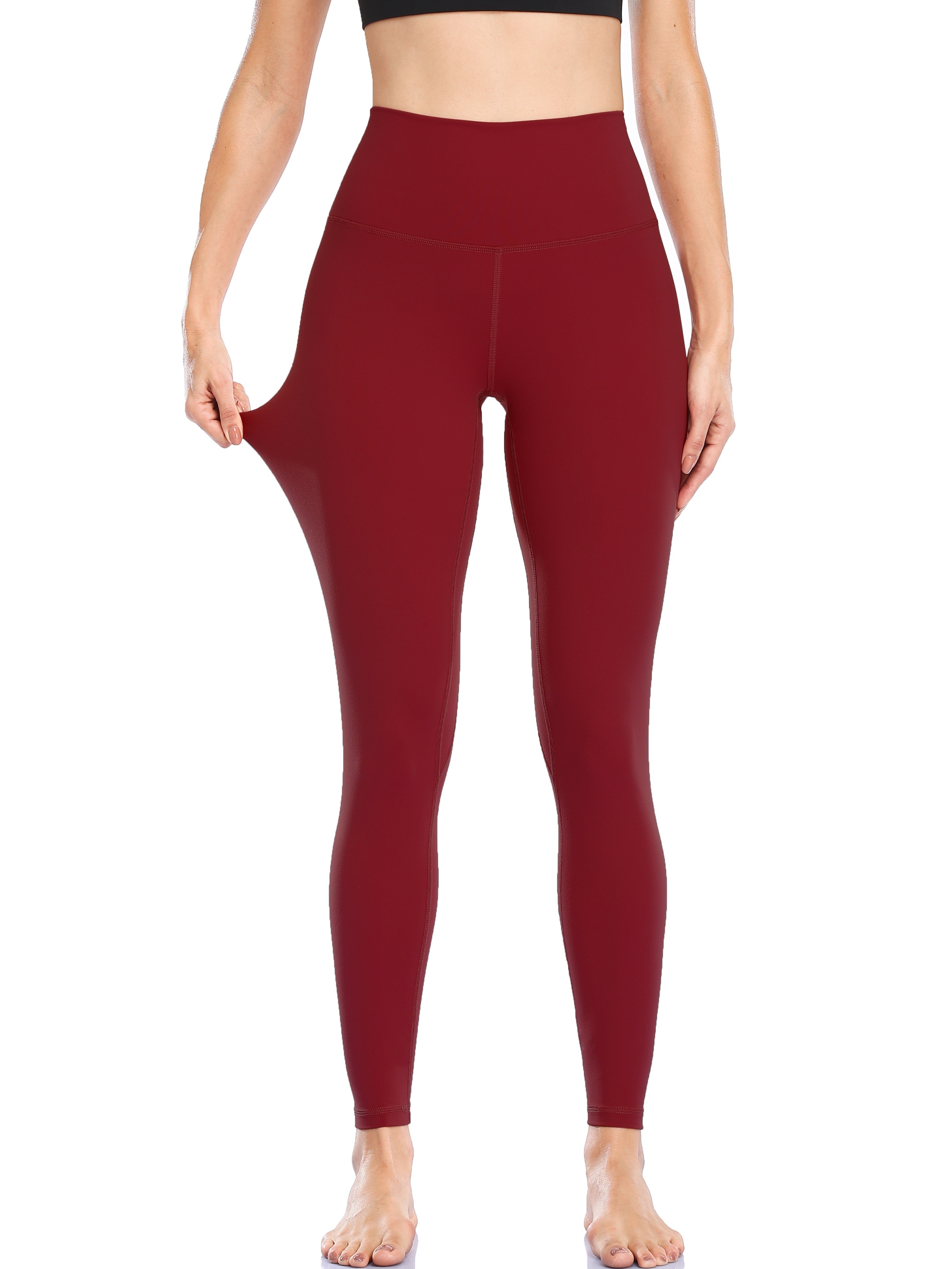 High Waisted Velocity Perform Yoga Solid Red Color Leggings 