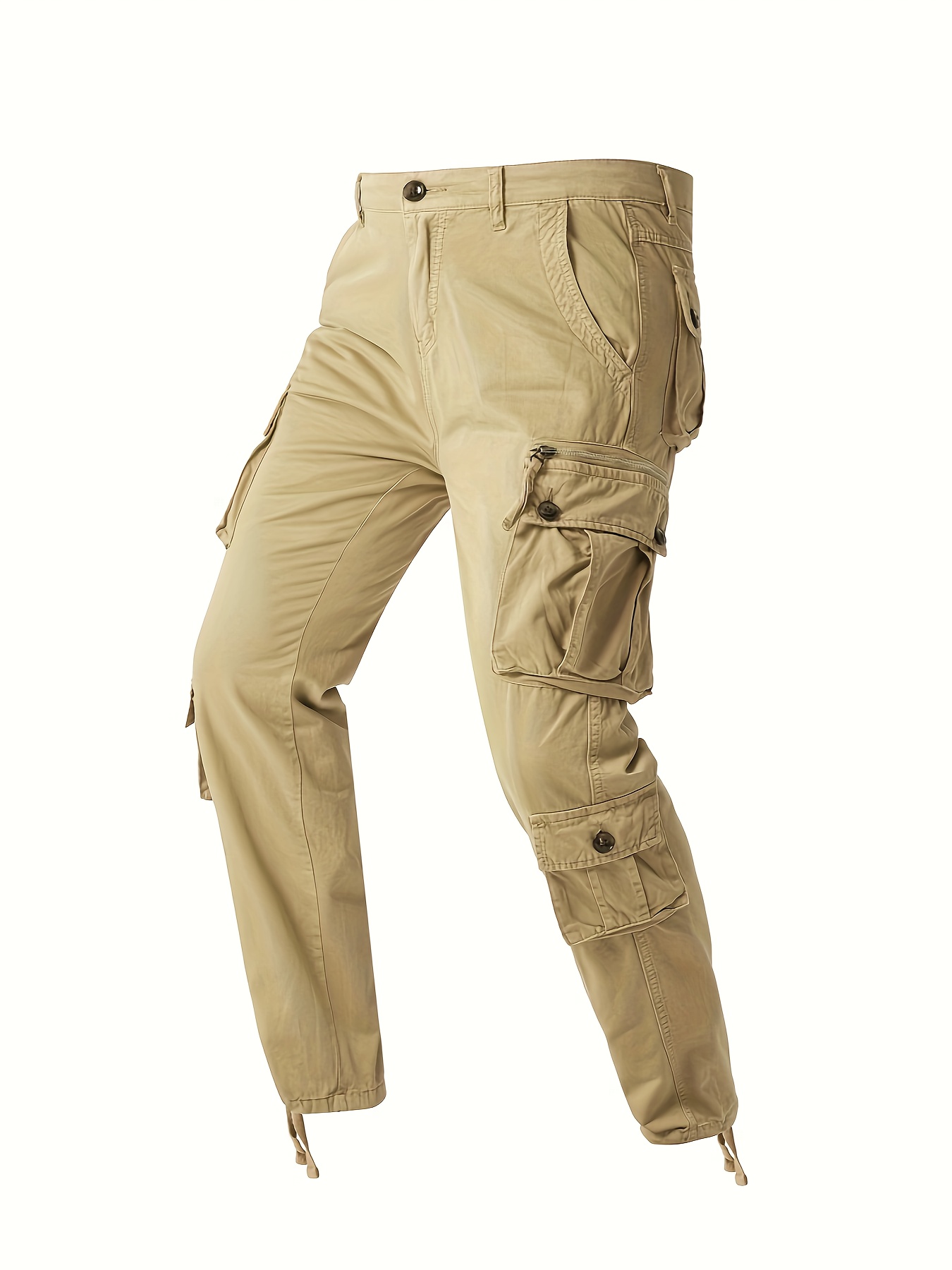 Plus Size Men's Solid Cargo Pants Pockets Fall Winter Men's - Temu Australia