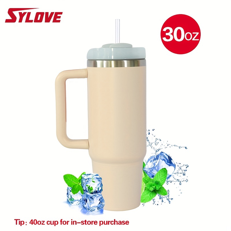 Tumbler With Handle And Straw Lid, Reusable Stainless Steel Insulated  Travel Mug Leakproof Iced Coffee Cup For Outdoor Sports Running Swimming  Hiking - Temu