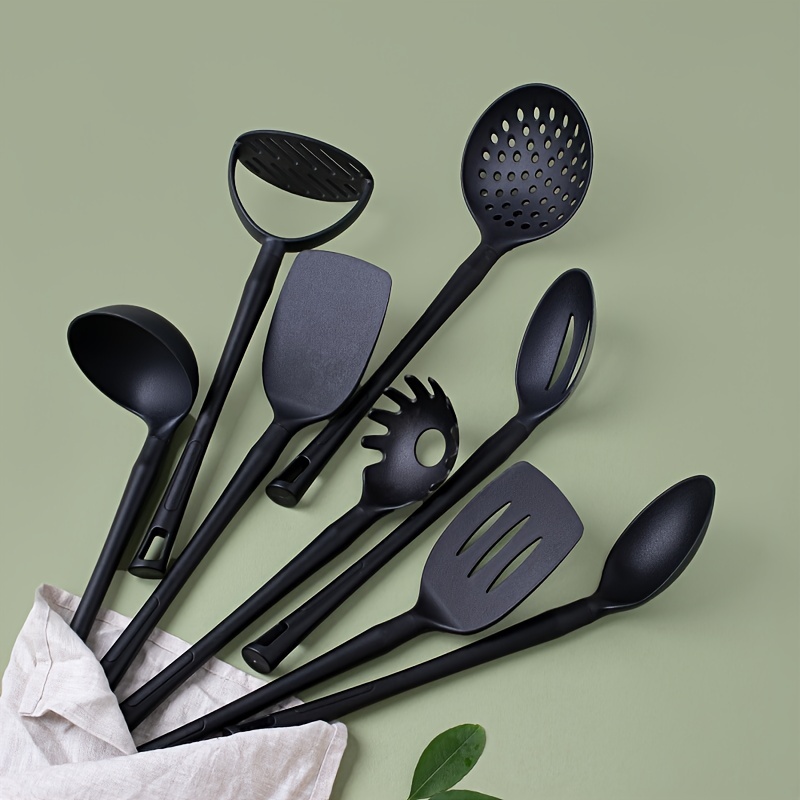 6Pcs Nylon Kitchen Utensils Multifunction Black Shovel Spoon Soup