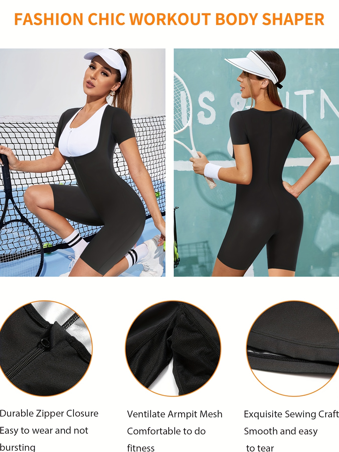 Short Sleeve Zipper Body Shaper Tummy Control Butt Lifting - Temu Canada