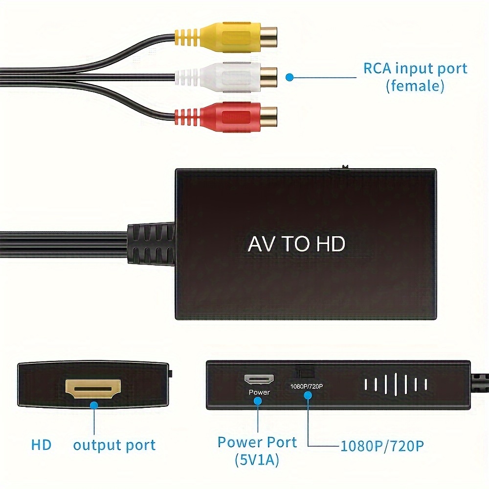 AV Adapter, Video AV Component Adapter Cable Replacement for TCL TV, 3 RCA  to AV Input Adapter - 23CM/9in