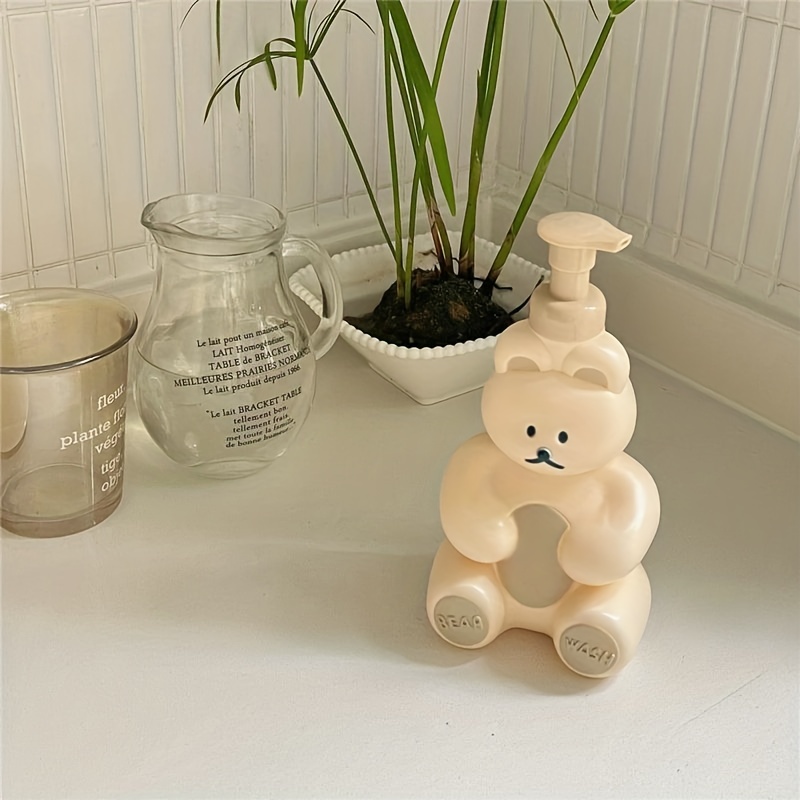 1pc Cute Bear Foaming Soap Dispenser Pump Bottle for Kitchen or Bathroom, Milk tea