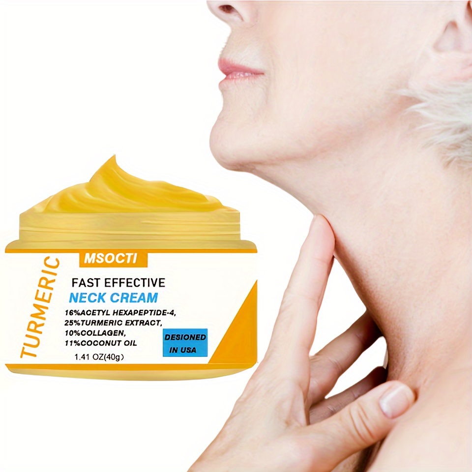 

40g/1.41oz Neck Firming Cream Improve The Look Of Aging Moisturizer Vitamin C Double Chin Reducer Hydrating Turmeric Neck Cream With Plant Squalane