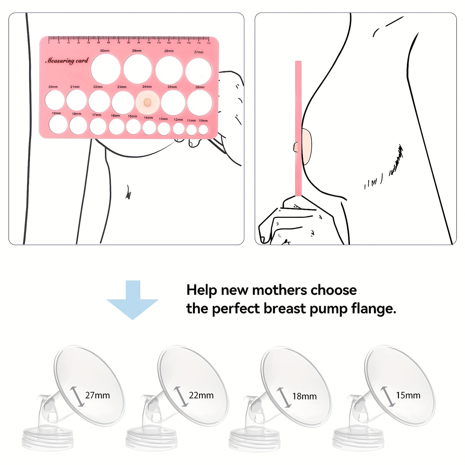 Nipple Ruler for Flange Sizing Measurement Tool,Breast Pump Size Flange Size  Measure for Nipples,Breast Pump Sizing Tool 