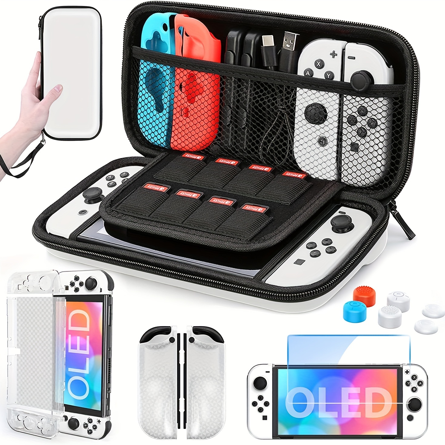 Orzly Funda de transporte compatible con Nintendo Switch y la nueva consola  OLED de Switch - Funda protectora de viaje portátil con bolsillos para