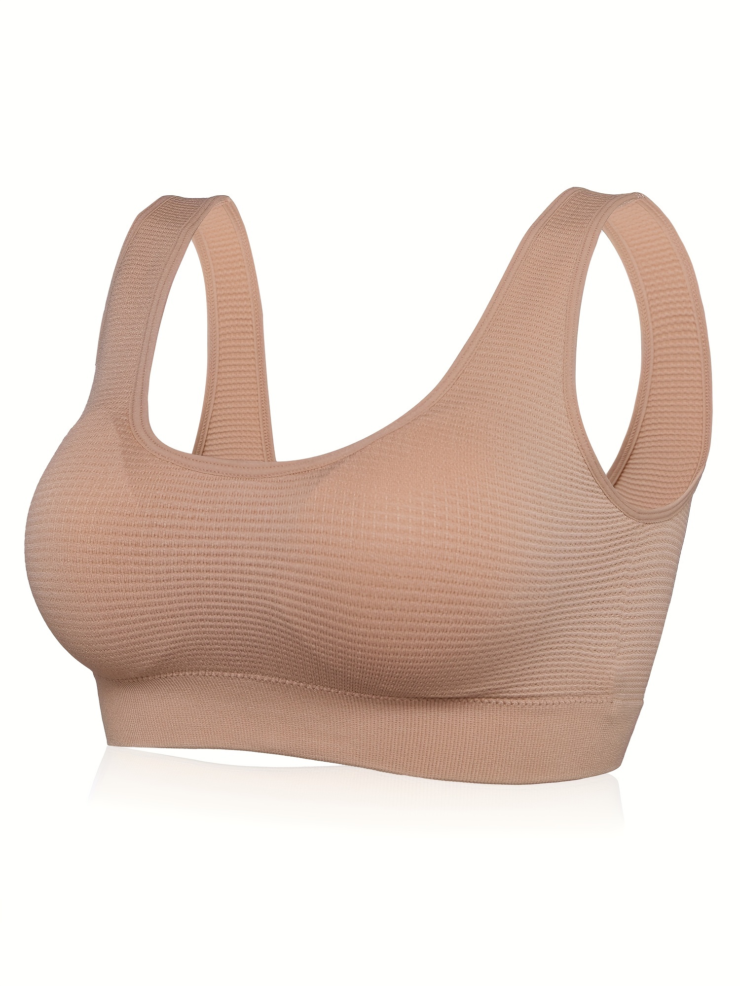 Textured Solid Wireless Bras Comfy Breathable Stretchy - Temu