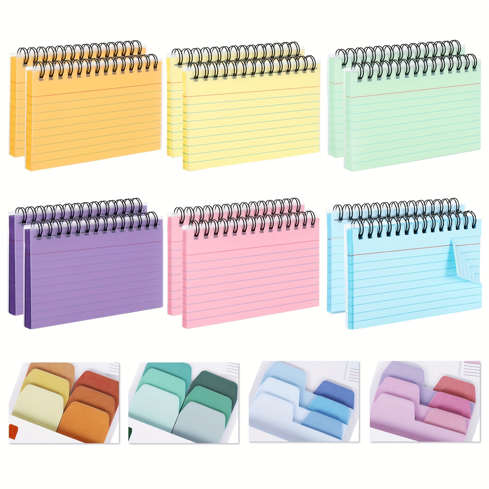 Neon Color Index Cards With Gradient Sticky Notes Spiral - Temu