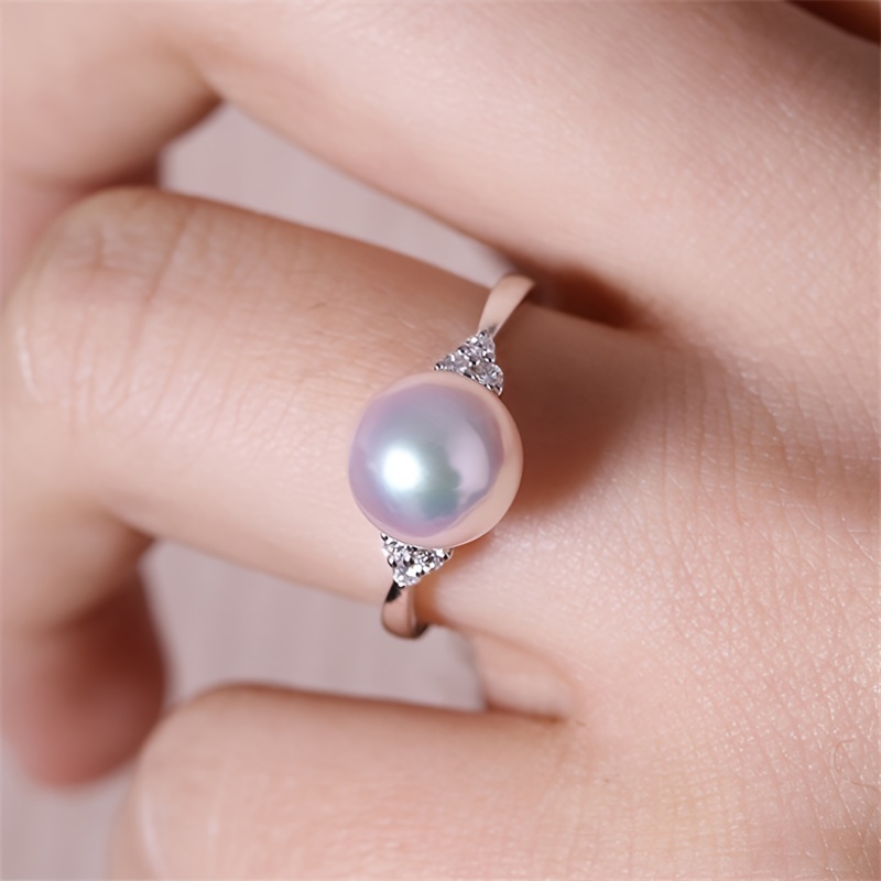 Pearl Simple Ring Natural Freshwater 925 Sterling Silver Jewelry Gifts For  Girls