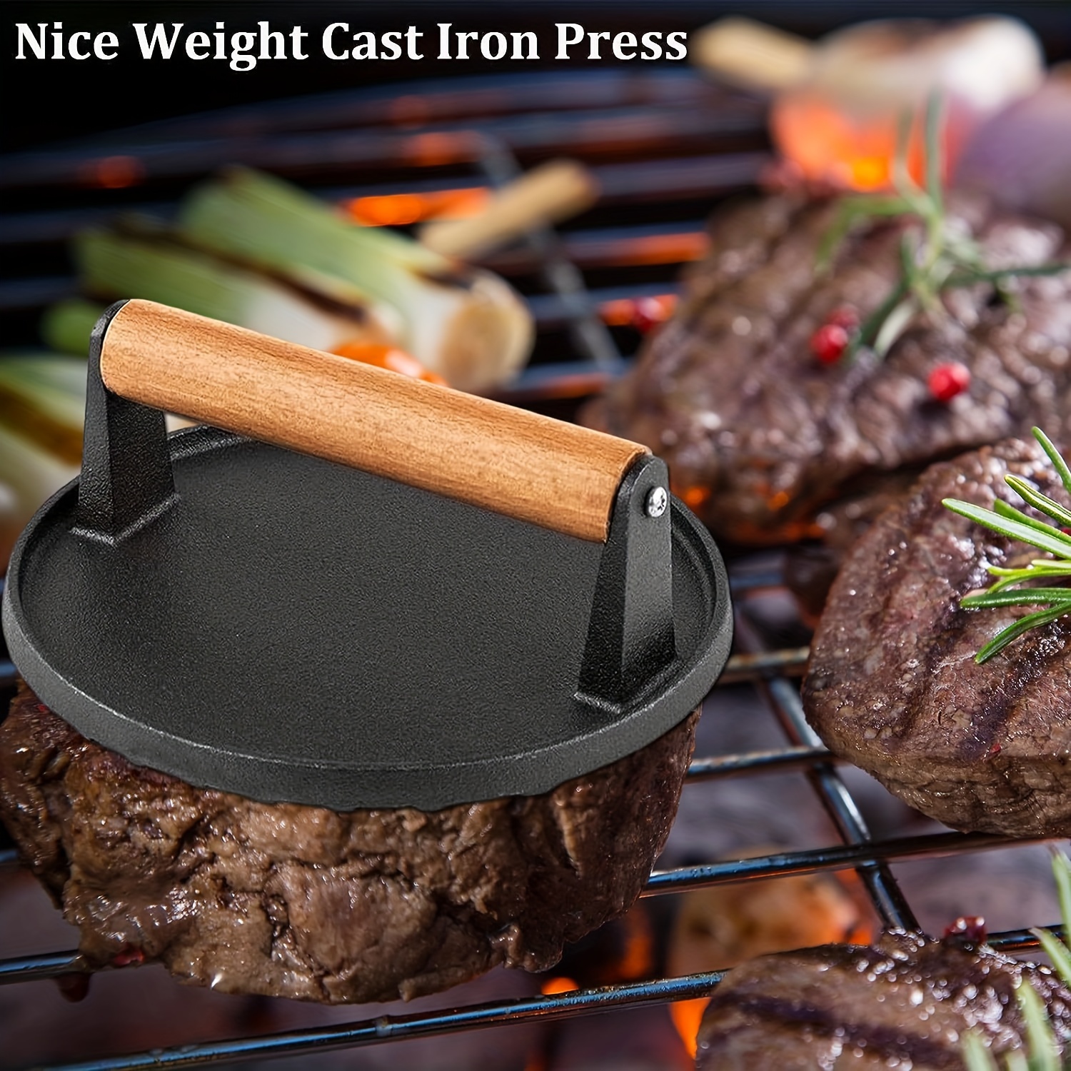 Cast Iron Burger Press Perfect For Making Crispy Evenly - Temu