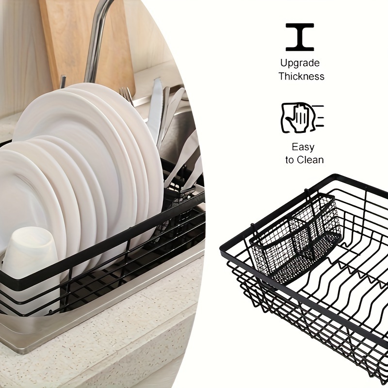 Kitsure Dish Drying Rack- Space-Saving, for Kitchen Counter, Durable  Stainless Steel Rack with a Cutlery Holder, for Dishes, Knives, Spoons, and