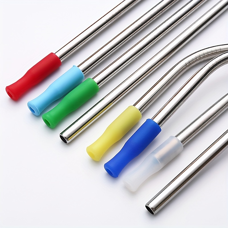  8PCS Silicone Straw Tips, Food Grade Rubber Metal