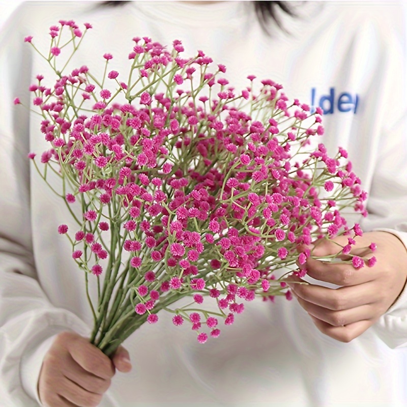 Wisdom Artificial plants,16pcs Babys Breath Artificial Flowers for  Decoration Fake Gypsophila Bouquet for Flower Arrangement Light,Pink 