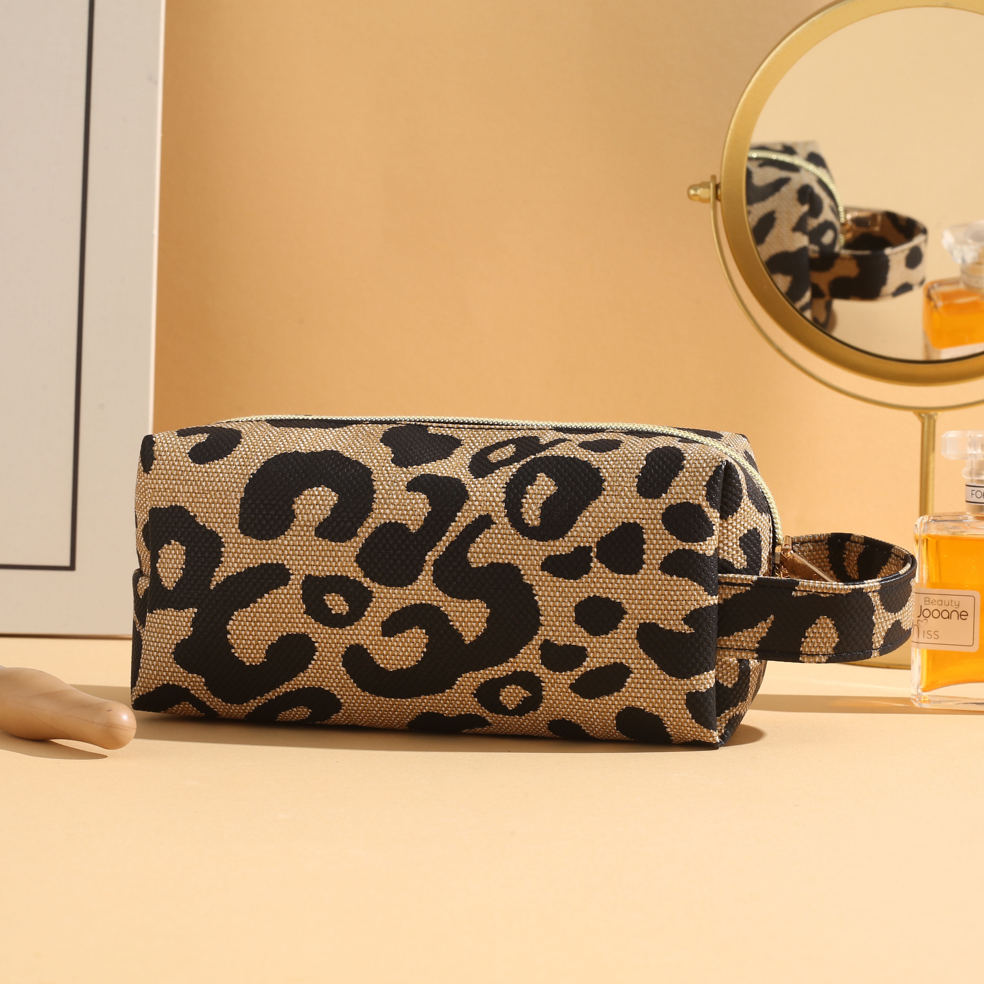 Leopard Makeup Bag Travel Cosmetic Case Portable - Temu