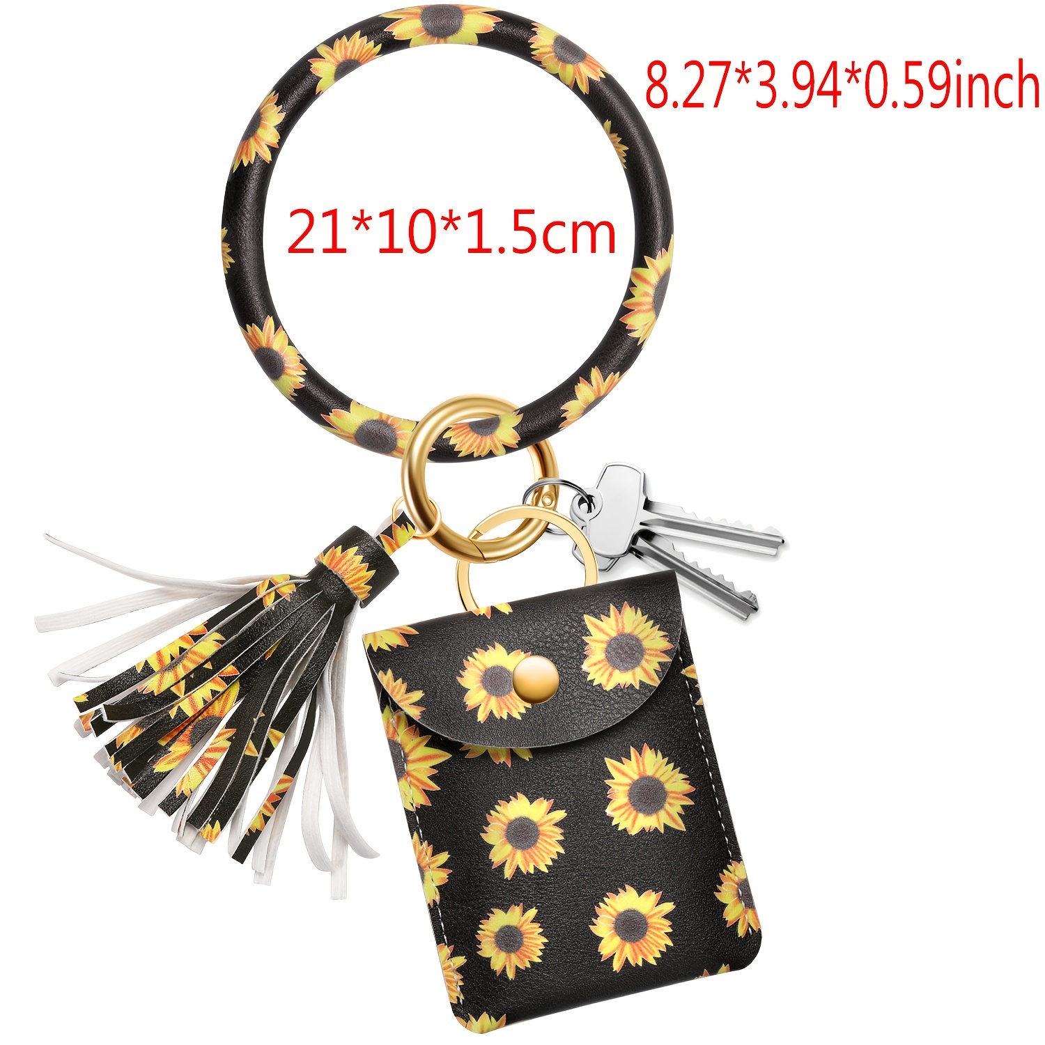 Large Circle Key Ring Leather Tassel Bracelet Holder Keychain Keyring for Women Girl,Temu