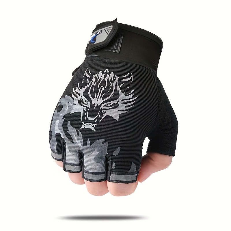 HULUM Kids Cycling Gloves,Half Finger Sport Gloves Non-Slip Gel Gloves  Mountain Bike Gloves with Wolf Head Pattern for Children Boys Riding Biking  Climbing Hiking Skating Hunting Workout: Buy Online at Best Price