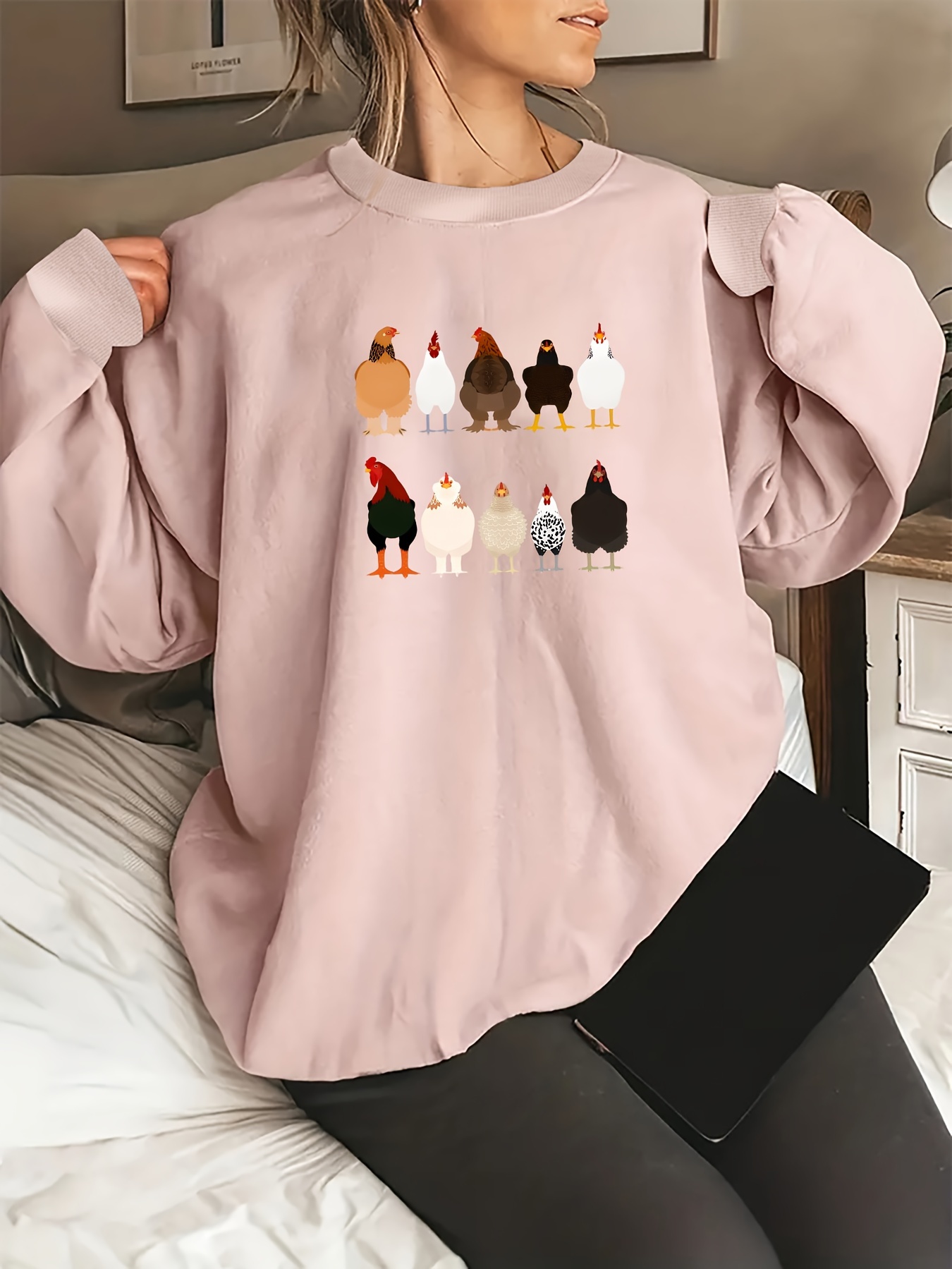 Plus Size Casual Sweater Women's Plus Heart Print Drop - Temu
