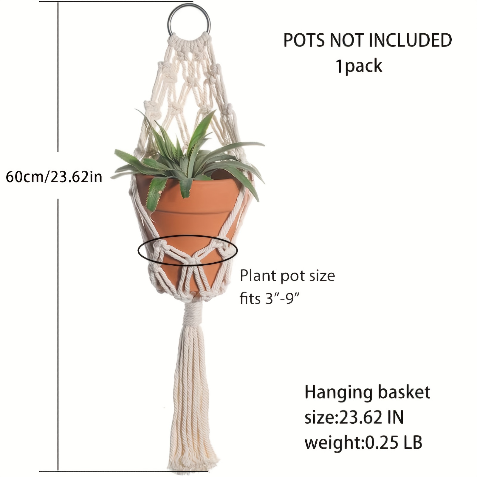 1 Pack Boho Macrame Plant Hangers Handmade Hemp Rope Hanging Baskets For  Indoor Plants With Ceiling Hooks Bohemian Home Decor Outdoor Wall Art -  Patio, Lawn & Garden - Temu