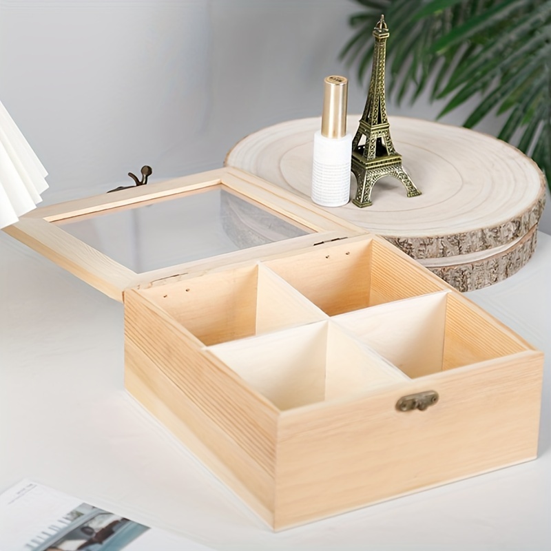 Square Solid Wooden Tea Storage Drawer Box Lid Keys Storage - Temu