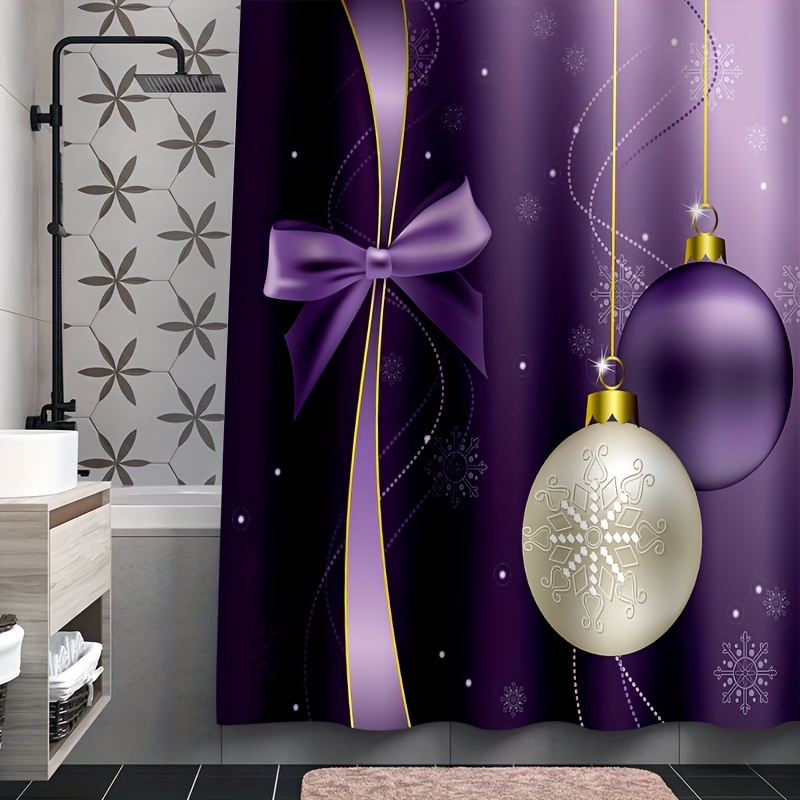 Purple Snowman Shower Curtain Set Decorative Bathroom - Temu