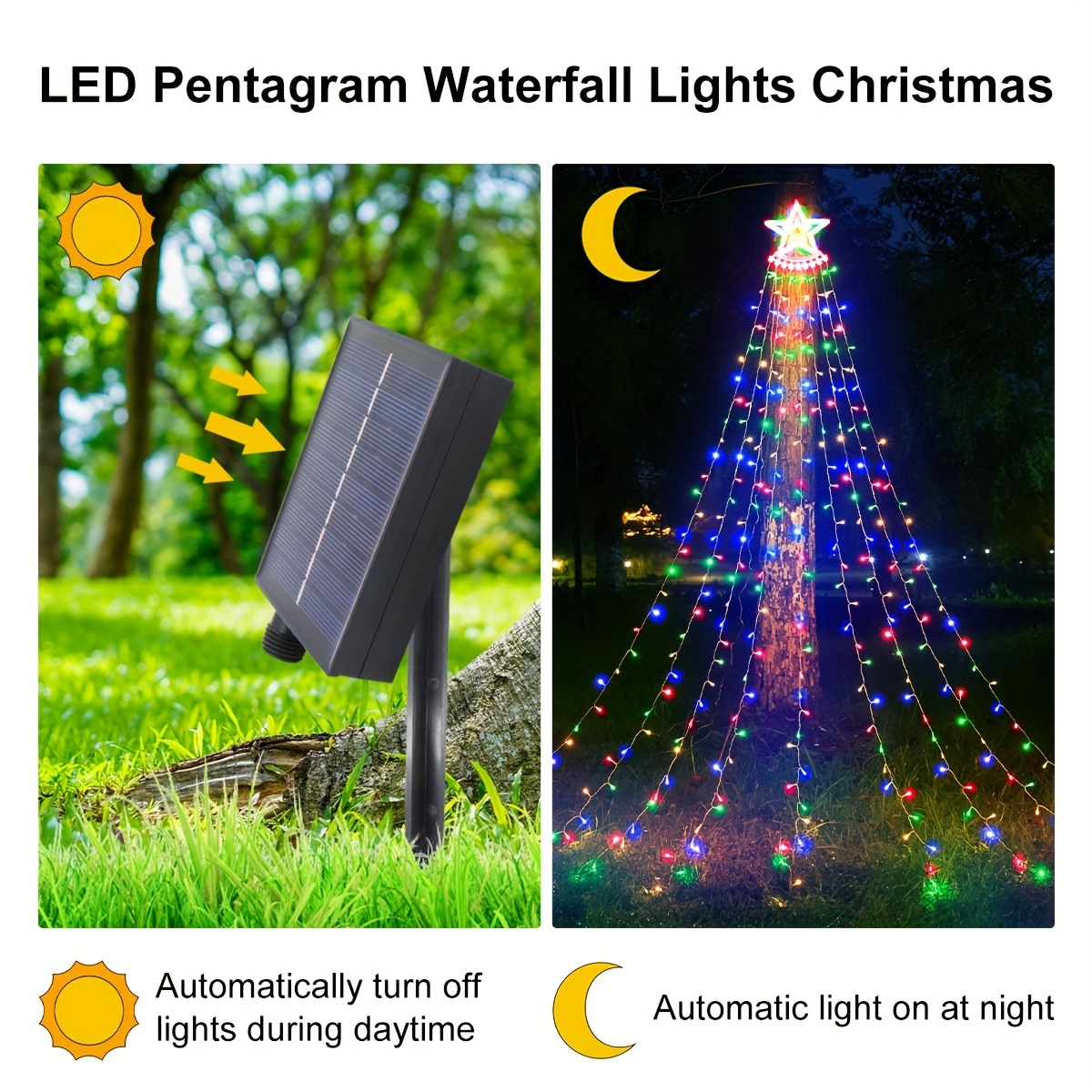 Solar powered deals waterfall fairy lights