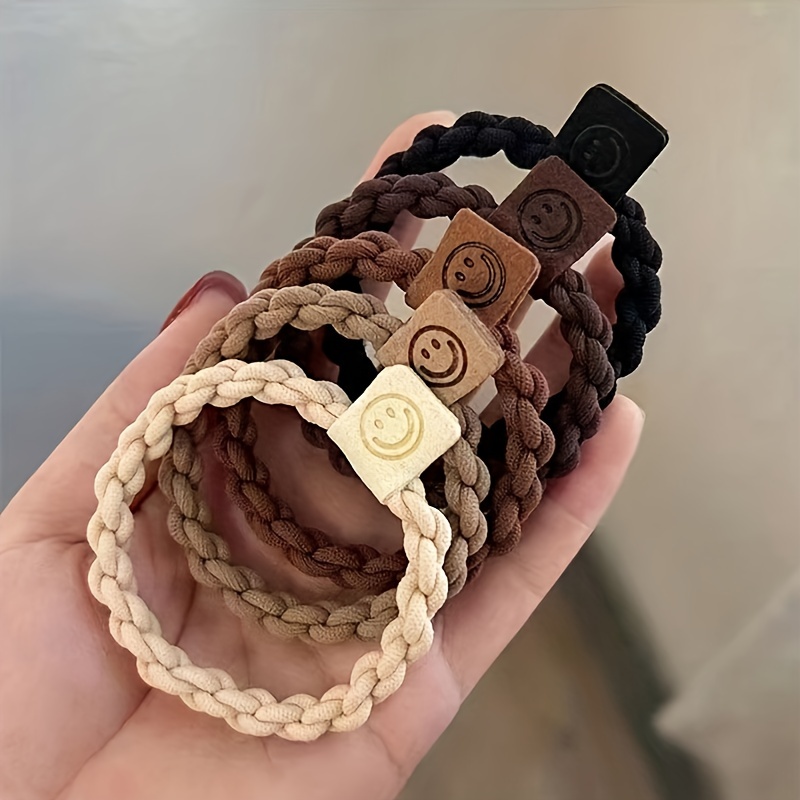 5pcs Smile Face High Elastic Head Rope Hair Band Hair Accessories