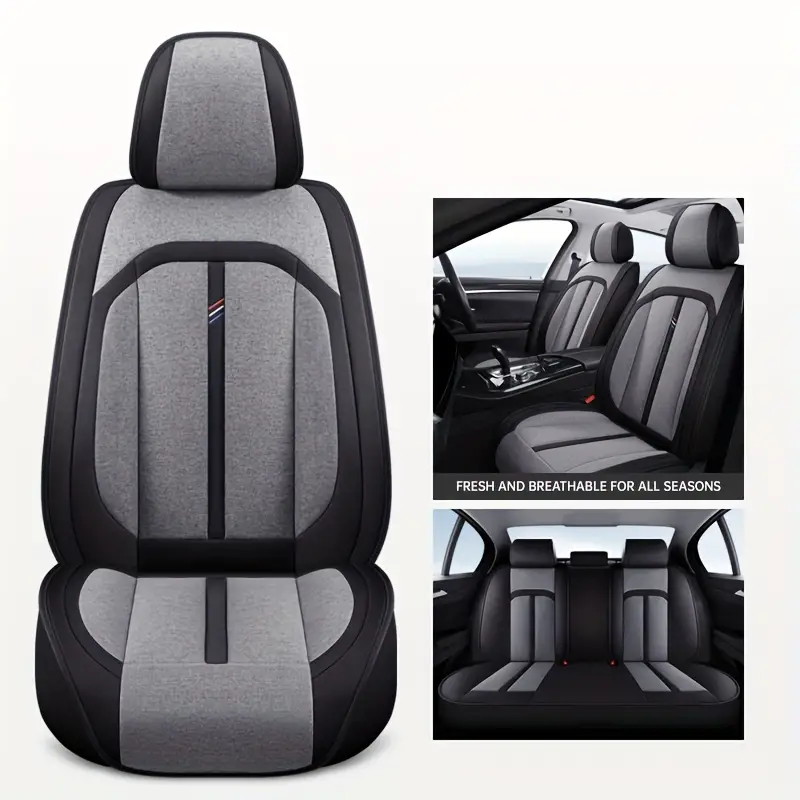 Five Seat Protective Cover Linen Car Seat Cover Four Seasons - Temu