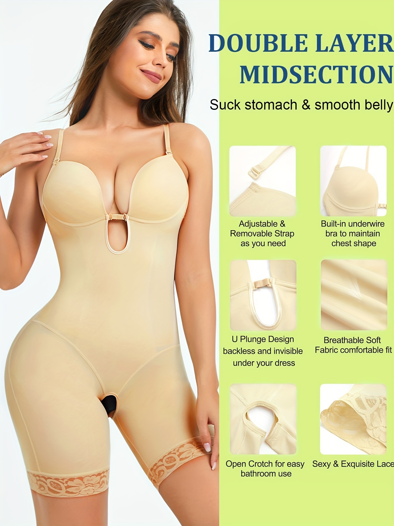 Buy Body Shaper for Women Tummy Control U Plunge Backless Full