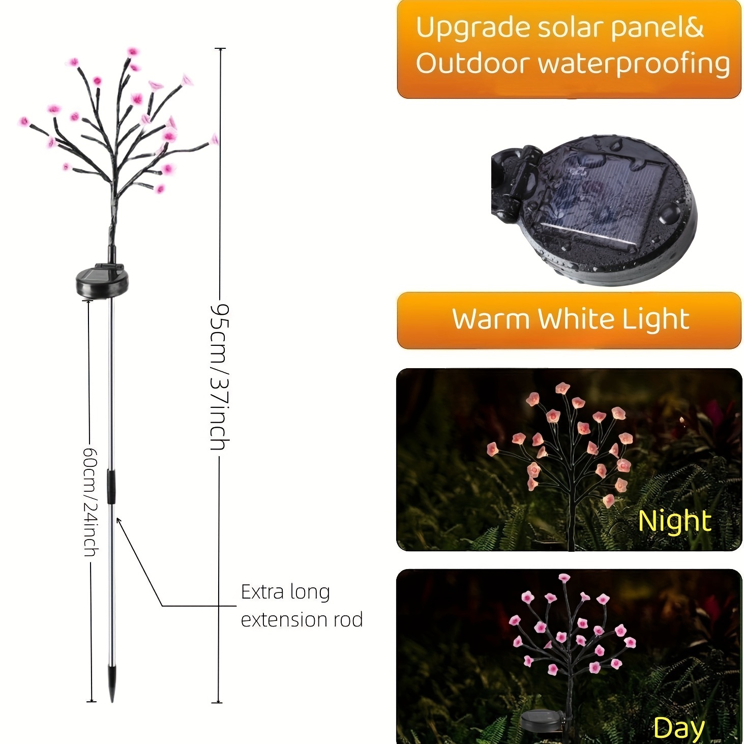 1pc solar flowers lights 20 led solar waterproof lights for outdoor pathway patio yard garden decoration for halloween christmas new year decoration details 1
