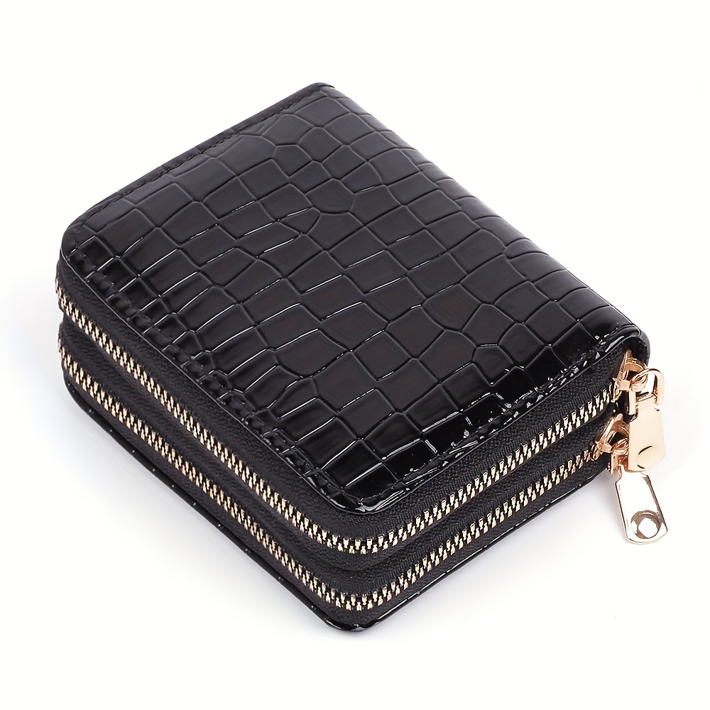 1pc Crocodile Pattern Mens Clutch Double Zipper Wallet Retro