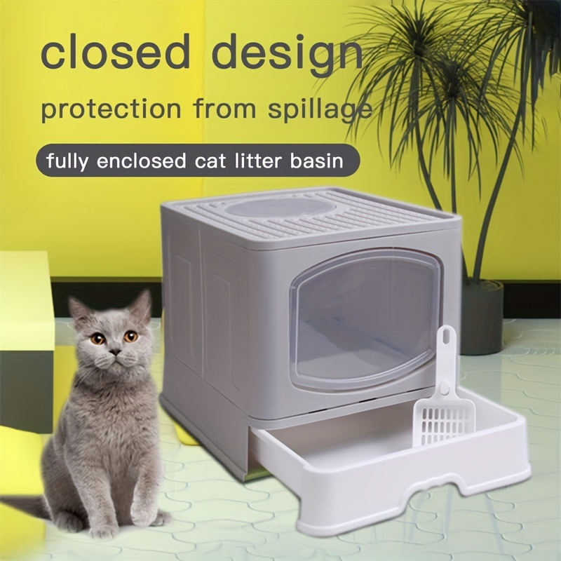 Cat Litter Box Anti splash Drawer Odor Removal Front Flap - Temu